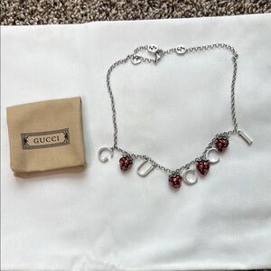 Gucci Silver Red Necklace with Elegant Design